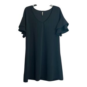 Massini Double Flutter Sleeve Black Dress Women’s XL